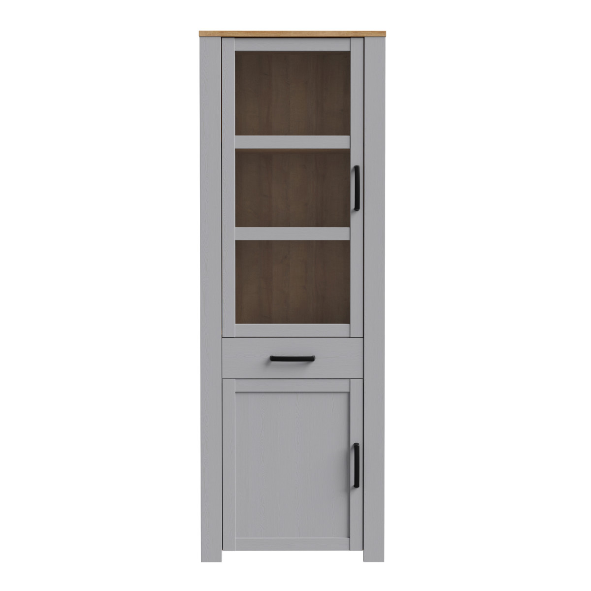 Bohol Narrow Display Cabinet in Riviera Oak and Grey Oak